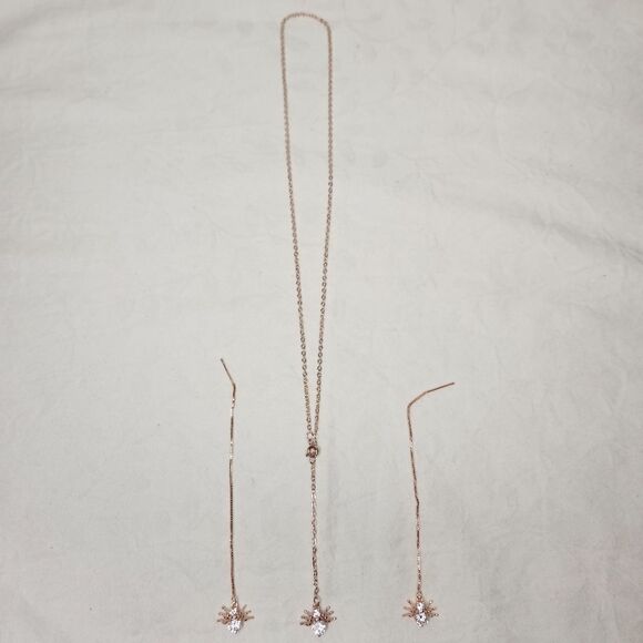 Rhinestone Spider Necklace Earrings - Picture 2 of 6